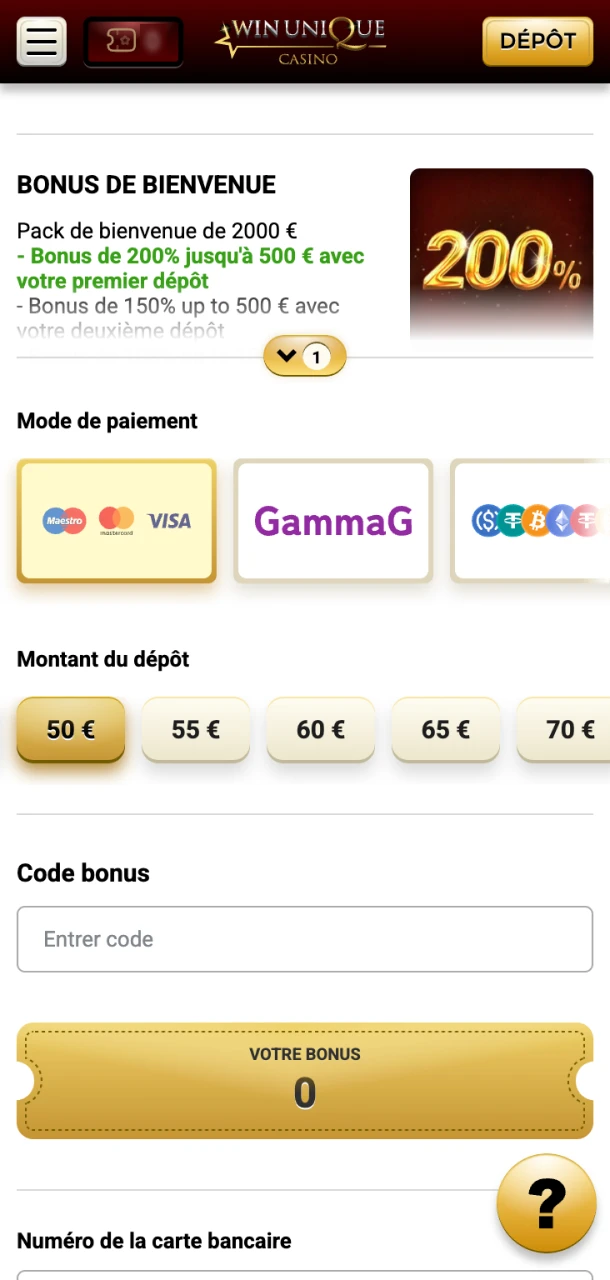 Déposez régulièrement des fonds sur votre compte Win Unique Casino et augmentez votre niveau VIP.