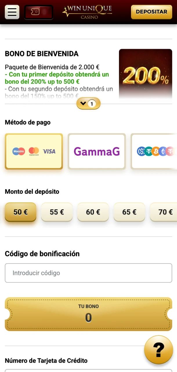 Deposite fondos en su cuenta de Win Unique Casino regularmente y aumente su nivel VIP.